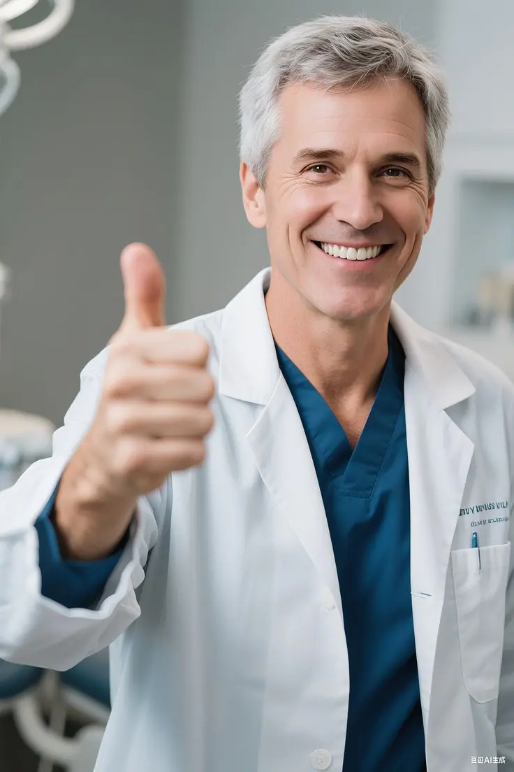 Growing smiles dental clinic | Dentist giving a thumbs-up gesture